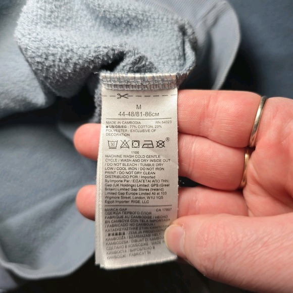 GAP Men's Medium Logo Pullover Hoodie Sweatshirt Two Tone Retro Blue - Picture 5 of 9